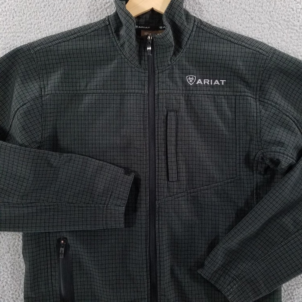 Ariat Jacket *FLAWS* Mens Medium Black Softshell Fleece Lined Wind Resistant